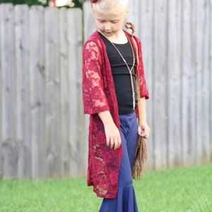 Burgundy Lace Cardigan